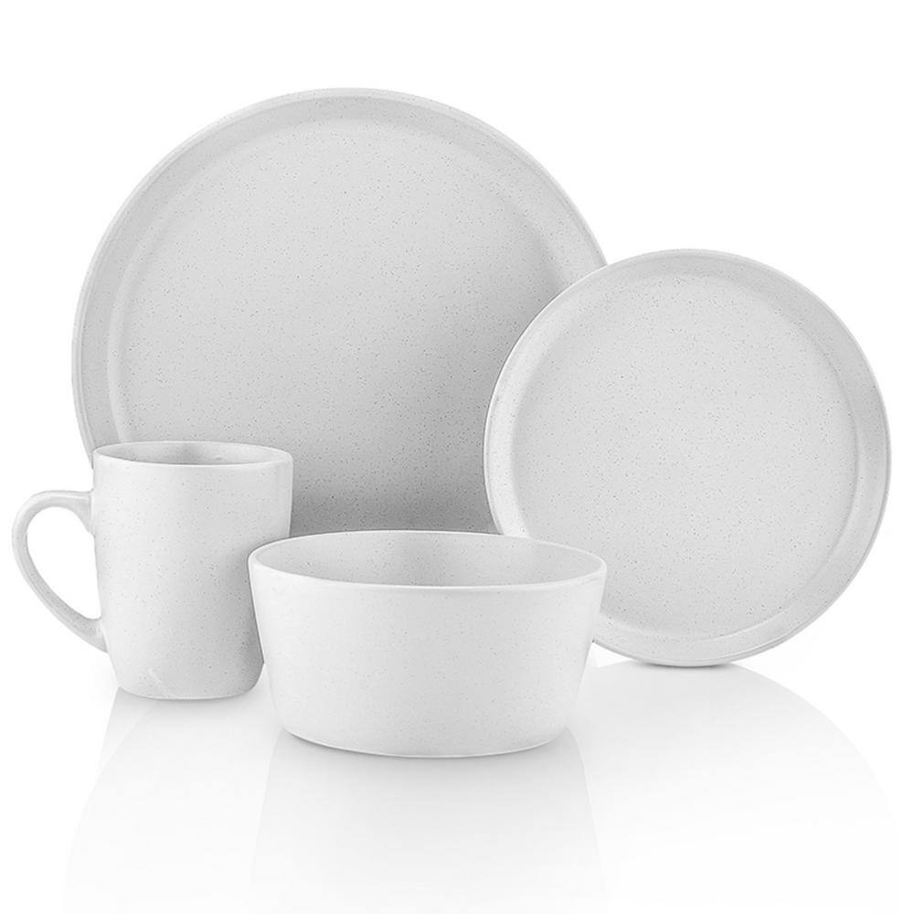 Snow White Ceramic 16-Piece Dinnerware Set for 4