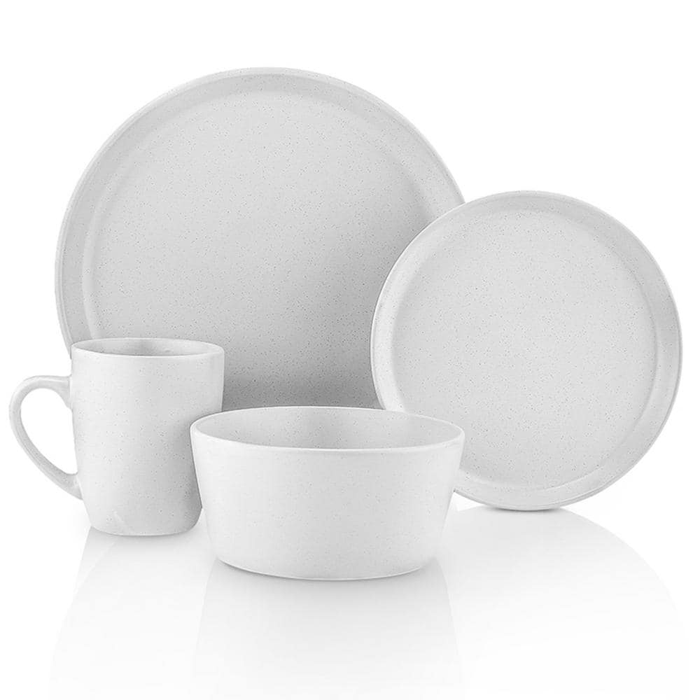 Snow White Ceramic 32-Piece Glazed Dinnerware Set