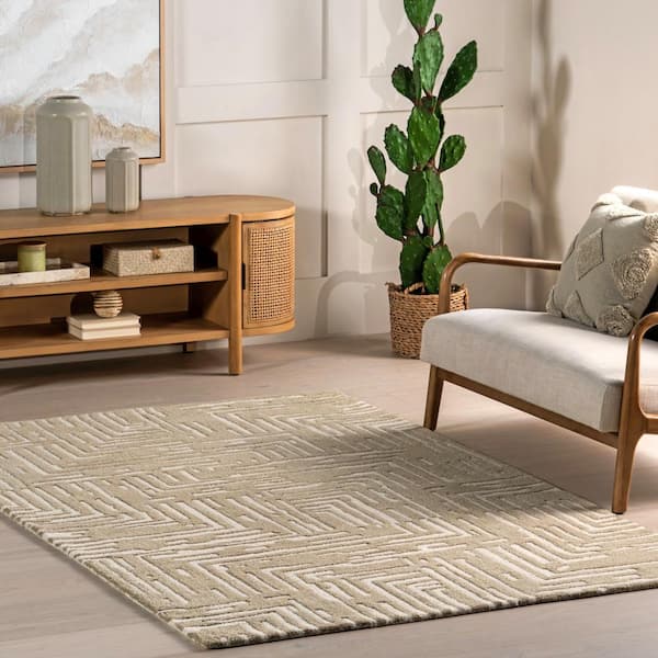 nuLOOM Cable 8 X 8 (ft) Braided Wool Off White Square Indoor Solid Area Rug  in the Rugs department at