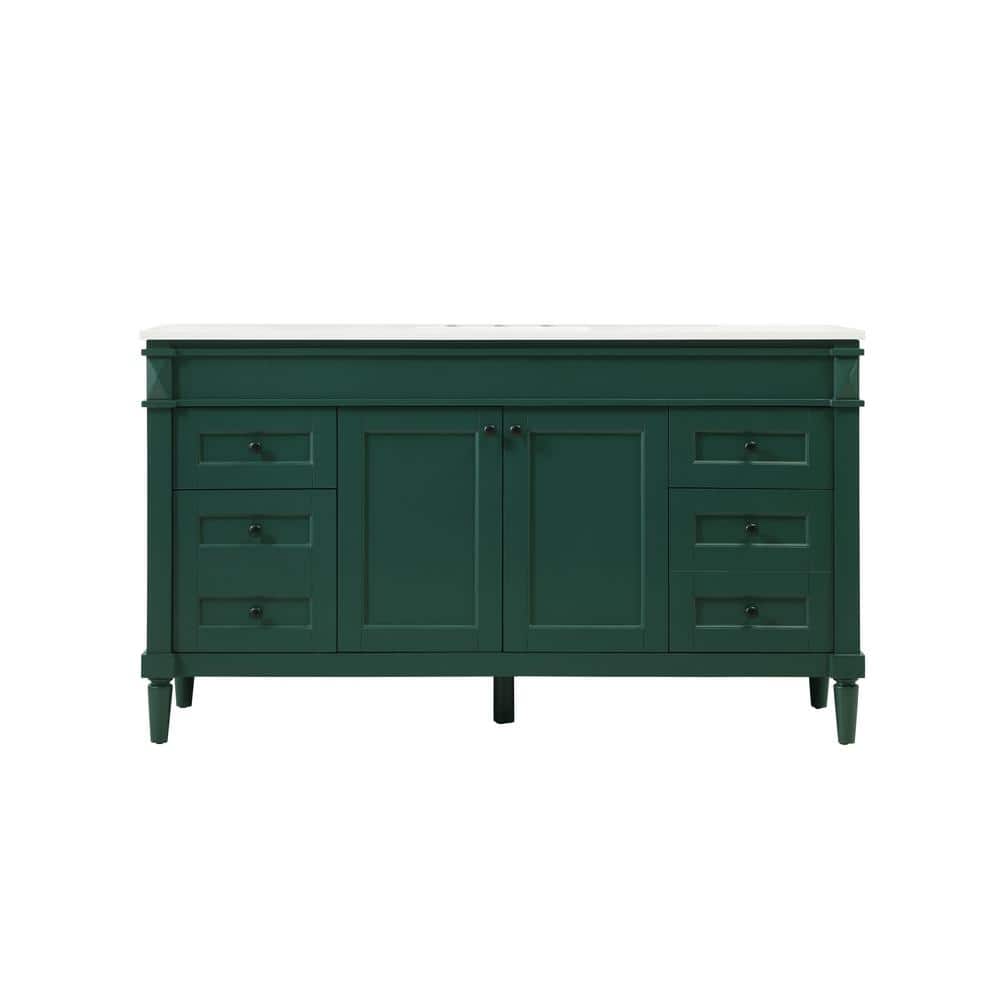 Simply Living 60 in. W x 21 in. D x 35 in. H Bath Vanity in Green with Ivor