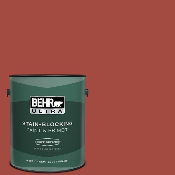 BEHR ULTRA 1 gal. #170D-7 Farmhouse Red Extra Durable Semi-Gloss Enamel Interior Paint & Primer