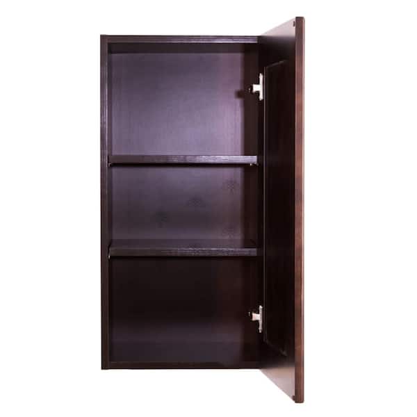 LIFEART CABINETRY Edinburgh Assembled 18 in. x 36 in. x 12 in. Wall Cabinet with 1 Door 2 Shelves in Espresso