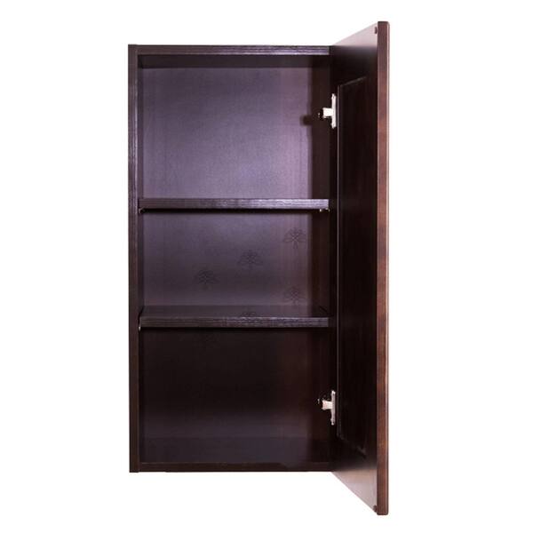 LIFEART CABINETRY Edinburgh Assembled 21 in. x 30 in. x 12 in. Wall Cabinet with 1 Door 2 Shelves in Espresso