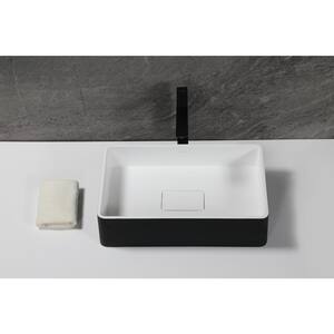 Holbrook Pure Stone Rectangular Vessel Sink in Black and White