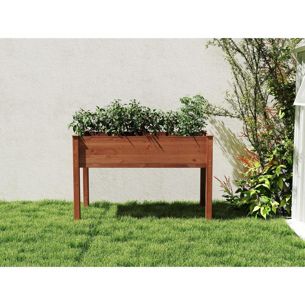 48 x 24 x 30 in. Outdoor Coffee Solid Wood Rectangle Outdoor Elevated Garden Bed Suitable for Vegetable & Flower & More price history on PriceWatchPro