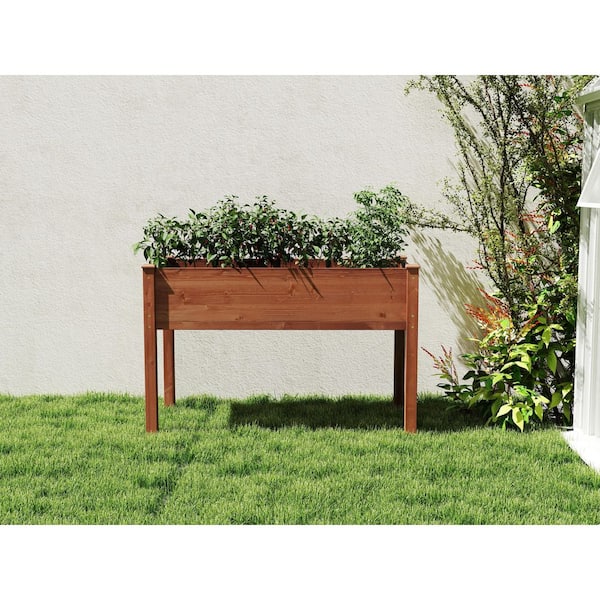 WTVWTV 48 x 24 x 30 in. Outdoor Coffee Solid Wood Rectangle Outdoor Elevated Garden Bed Suitable for Vegetable & Flower & More