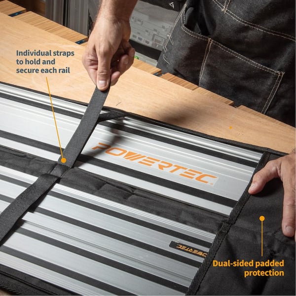 110 in. Track Saw Guide Rail Kit for Makita or Festool, 2x55 in. Guide Rails with Protective Bag and Rail Connectors