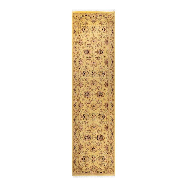 Overdyed Yellow 2 ft. 7 in. x 10 ft. 1 in. Wool Indoor Area Rug