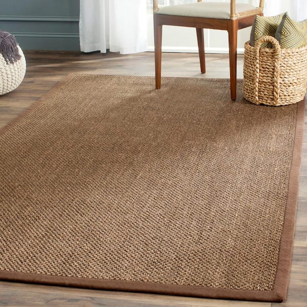 Natural Fiber Brown 4 ft. x 6 ft. Border Area Rug