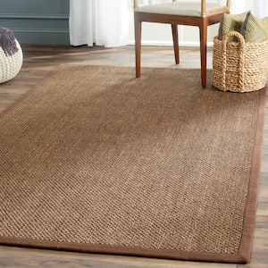 Natural Fiber Brown 5 ft. x 8 ft. Border Area Rug