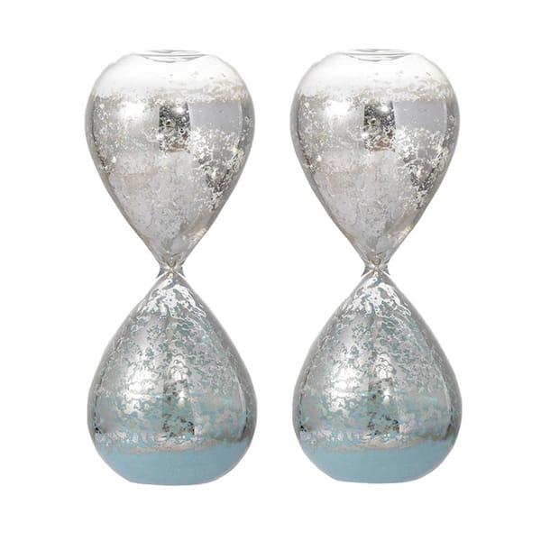 Unbranded Modern Blue Jade Sand Hourglass Grass Timer (Set of 2) (30-Minute), for Home Office Living Room Desk and Mantle