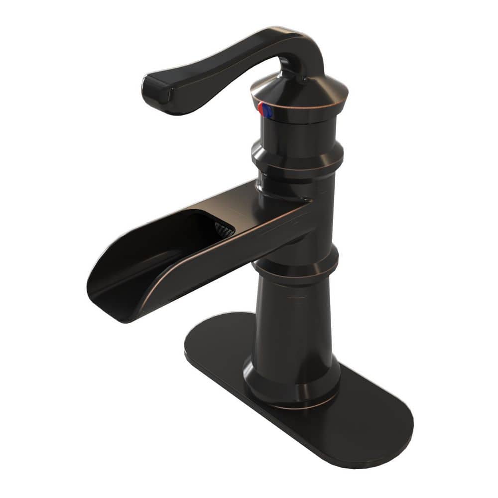 HOMEMYSTIQUE Single Handle Single Hole Bathroom Faucet with Deckplate Included and Supply Lines