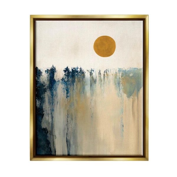 The Stupell Home Decor Collection Abstract Daytime Sun Landscape Fluid Shapes Design by Dina D'Argo Floater Frame Abstract Wall Art Print 21 in. x 17 in.