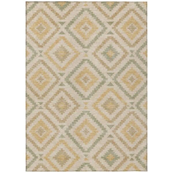 Chantille Machine Washable Indoor/Outdoor Abstract ACN3140 Wheat 8 ft. x 10 ft. Area Rug