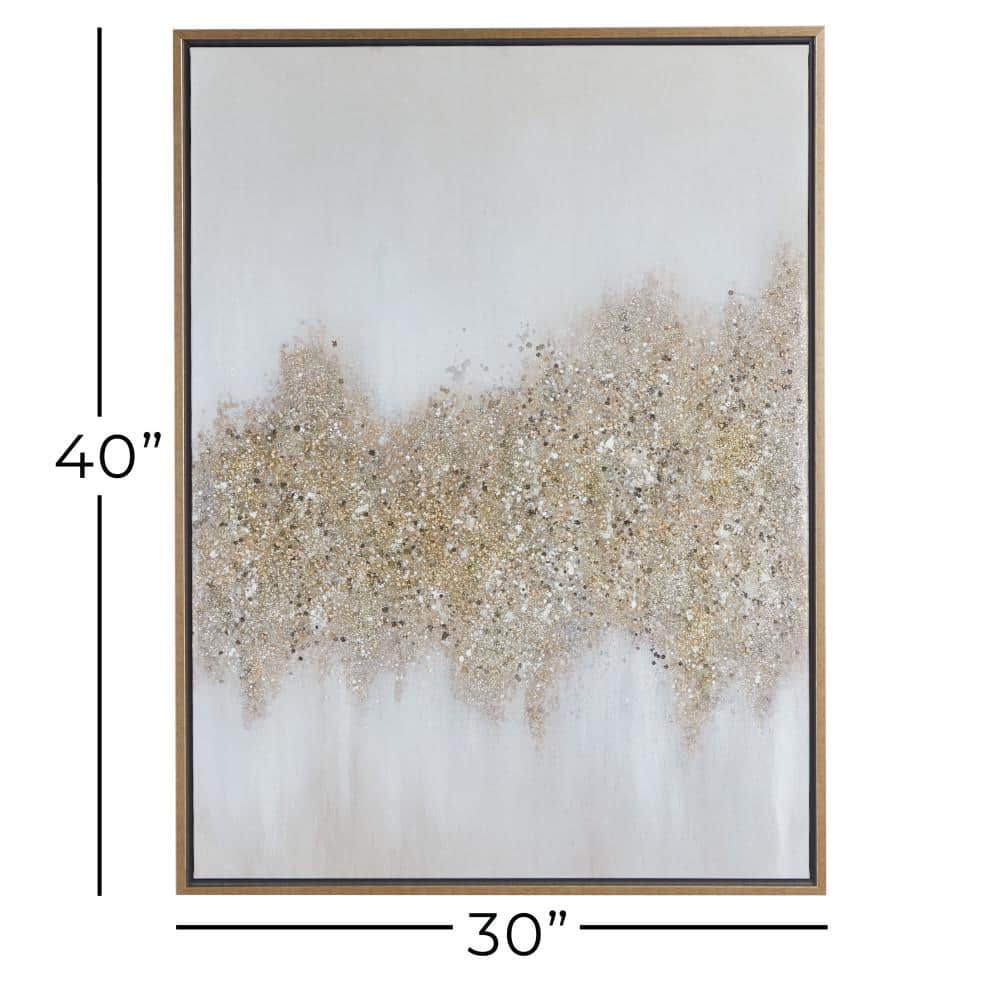 Gold Glitter Abstract Geode Canvas Wall Art with Frame