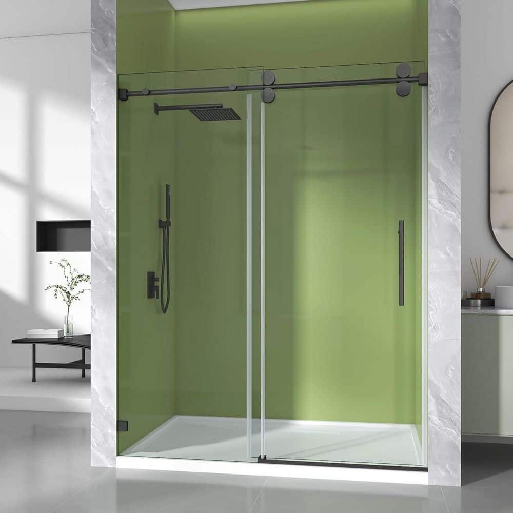 68-73 in. W x 76 in. H Single Sliding Frameless Shower Door Matte Black 3/8 in. Clear SGCC Tempered Glass price history on PriceWatchPro