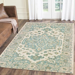 Willow Persian Turquoise / Gray 7 ft. 9 in. x 9 ft. 9 in. Indoor Area Rug