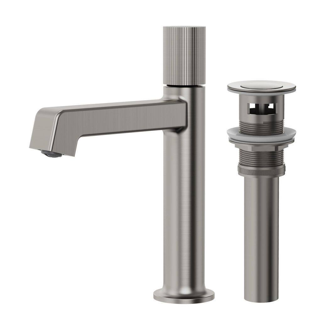 9.5 in. Height Modern 1-Handle Single Hole Bathroom Faucet Anti-Slip Handle in Brushed Nickel Drain Included price history on PriceWatchPro
