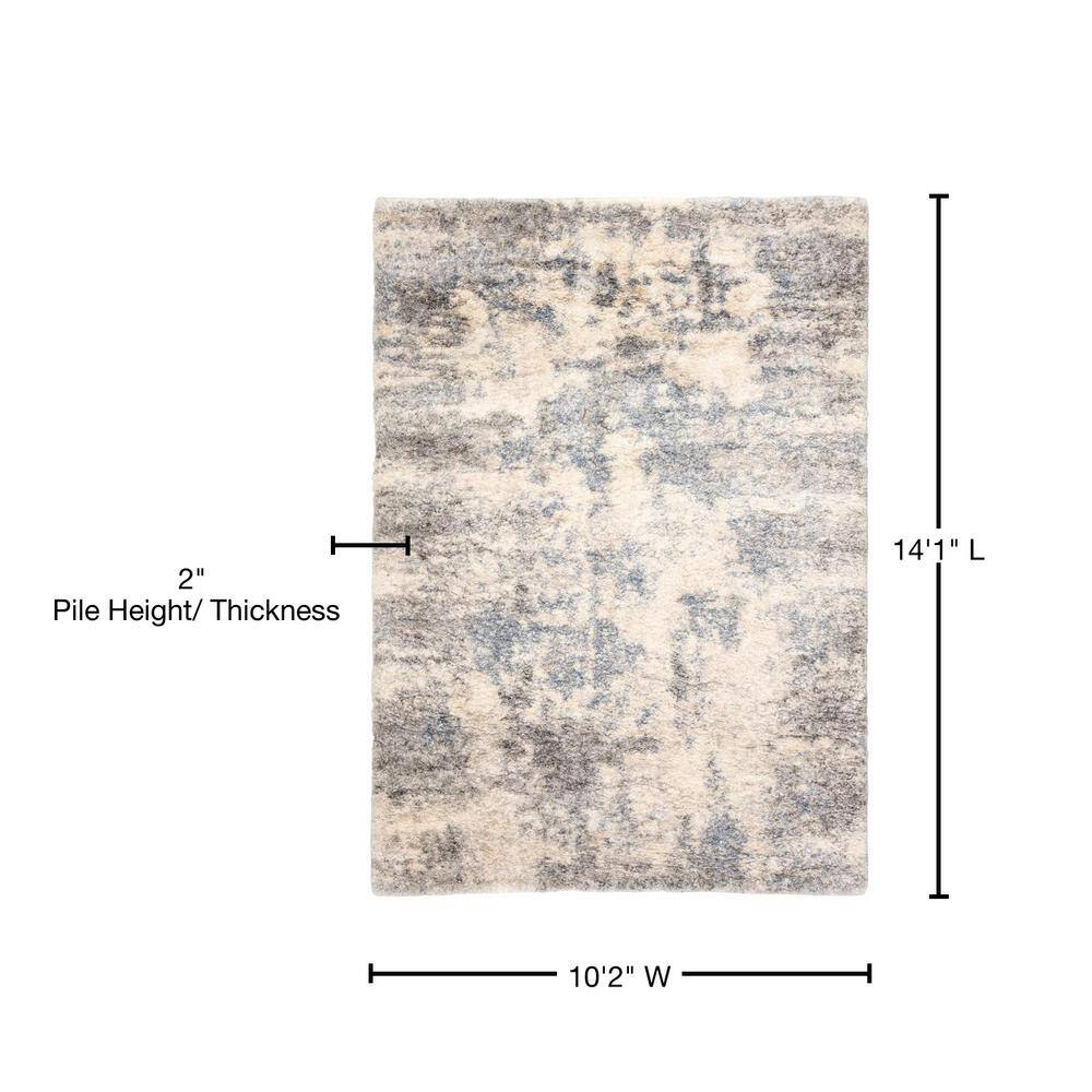 24" x 36" Blue Abstract Shag Synthetic Rug