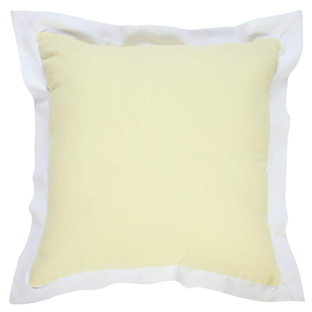Bordered Light Yellow/White Flange Frame 20 in. x 20 in. Indoor Throw Pillo
