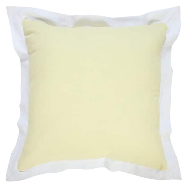 Unbranded Bordered Light Yellow/White Flange Frame 20 in. x 20 in. Indoor Throw Pillow