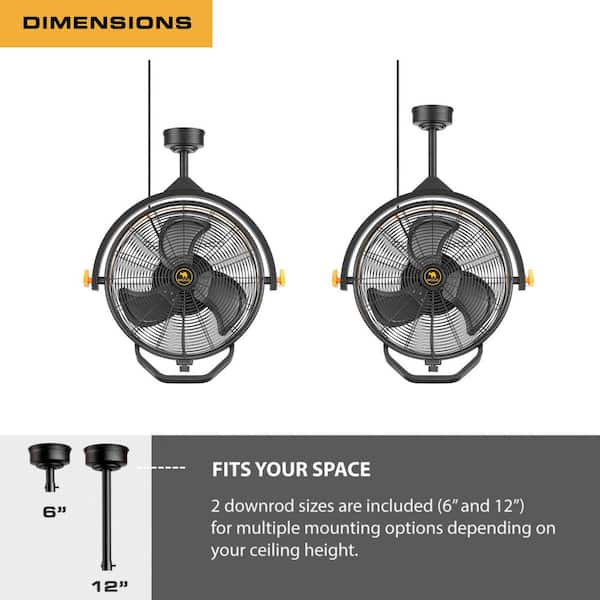 【INCHANT ME】Open Toe Mule Blower MULE Ceiling Mount Fan XL Indoor or Outdoor Matte Black 18