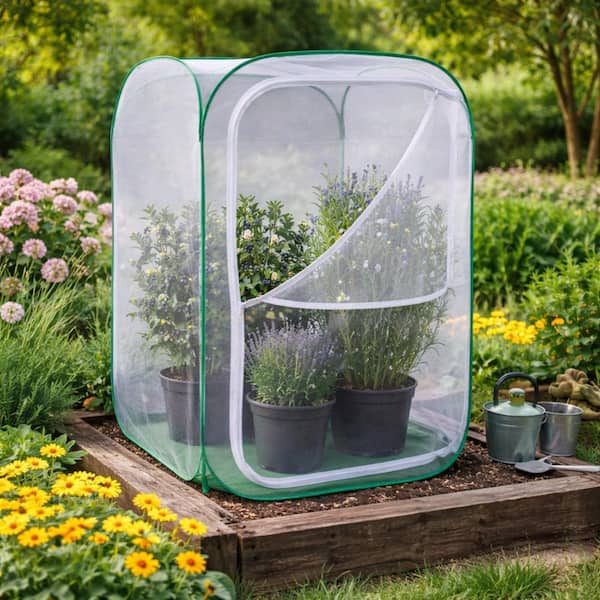 バードページ 24 in x 24 in x 36 in Outdoor Mesh Plant Enclosure Bird Pest