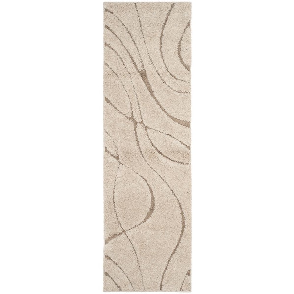 Florida Shag 2 ft. x 5 ft. Cream/Beige Solid Color Runner Rug