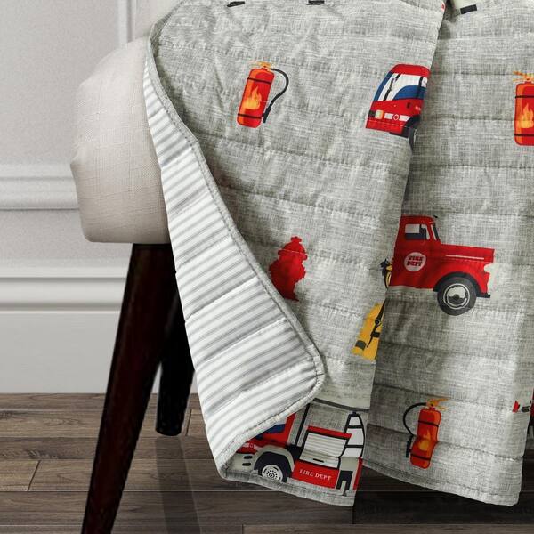 Lush Decor Make A Wish 50 in. x 60 in. Red Gray Single Fire Truck