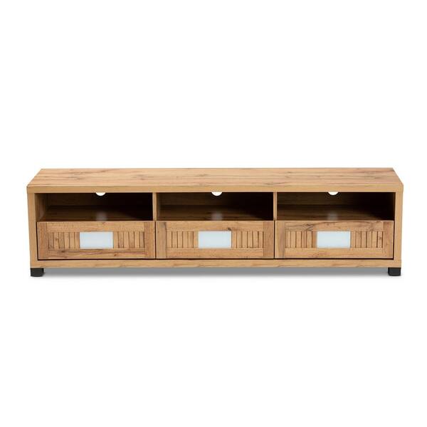 Baxton Studio Gerhardine 63 in. Oak Brown and Black TV Stand Fits