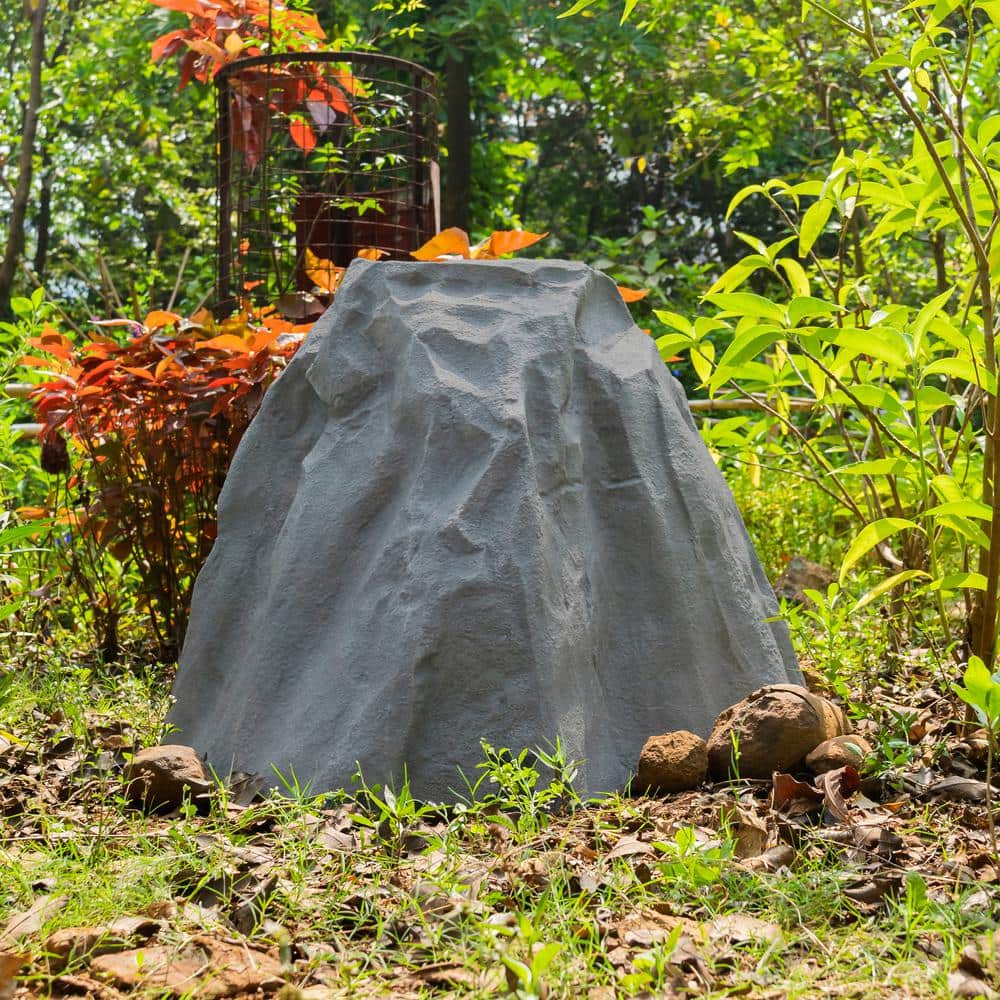 Large Black Fiberglass Artificial Rock for Gardens and Lawns