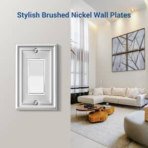 1-Gang Brushed Nickel Decorator/Rocker Metal Wall Plates(4-Pack)