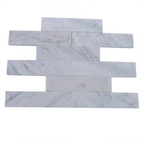 Ivy Hill Tile Brushed White Carrera Marble 2 in. x 8 in Mosaic Tile Sample