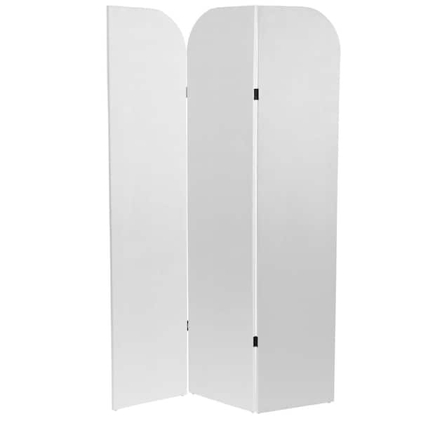 RED LANTERN 6 ft. White 3-Panel Modern Arch Velvet Room Divider