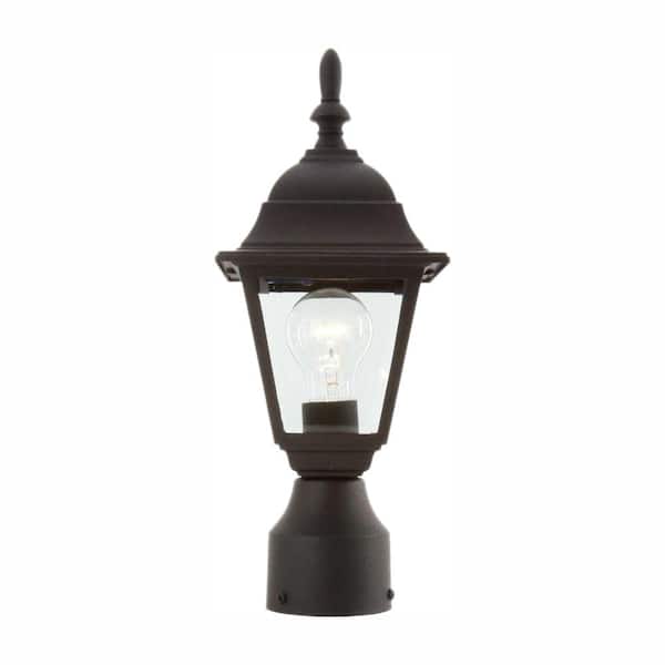 1-Light Black Steel Line Voltage Outdoor Weather Resistant Post Light with No Bulb Included