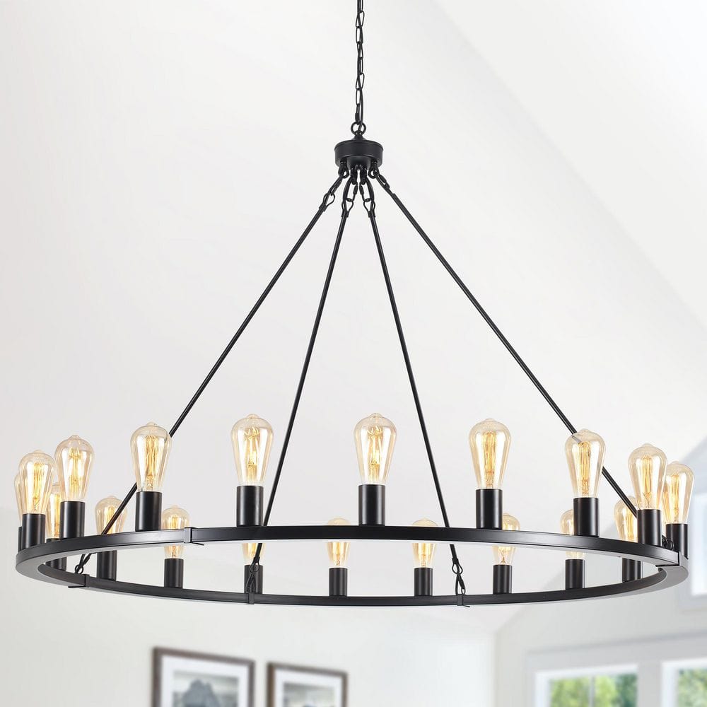 40-Watt 20-Light Black Farmhouse Wagon Wheel Chandelier, No Bulb Included price history on PriceWatchPro