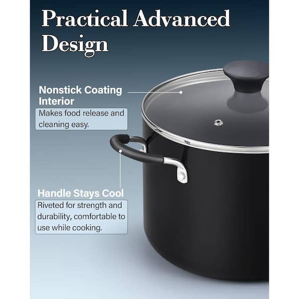 Cook N Home Professional 8 Qt. Aluminum Nonstick Deep Cooking Pot