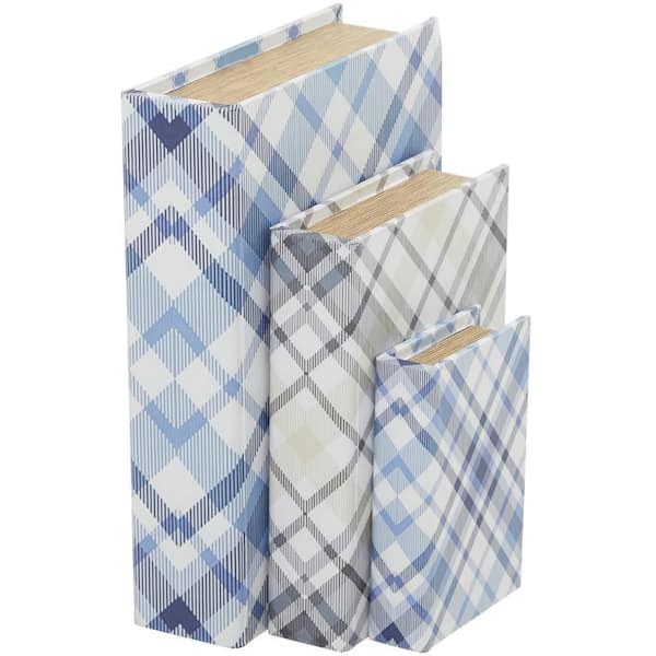 Rectangle Canvas Faux Book Box with Varying Patterns (Set of 3)