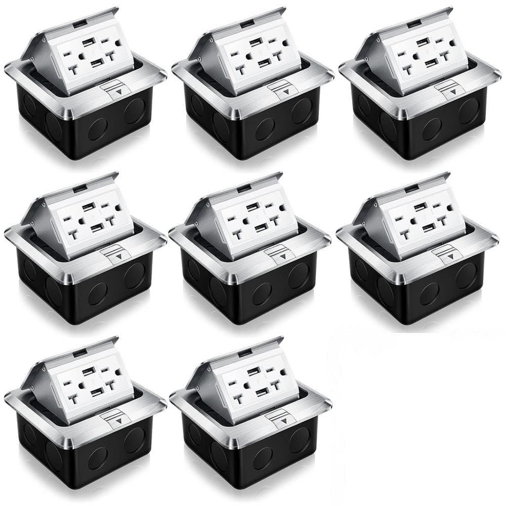 Pop-Up GFCI Outlet Box For Countertop Or Floor – Hidden Electrical Socket, Waterproof, UL Listed, 20A Silver - View #10