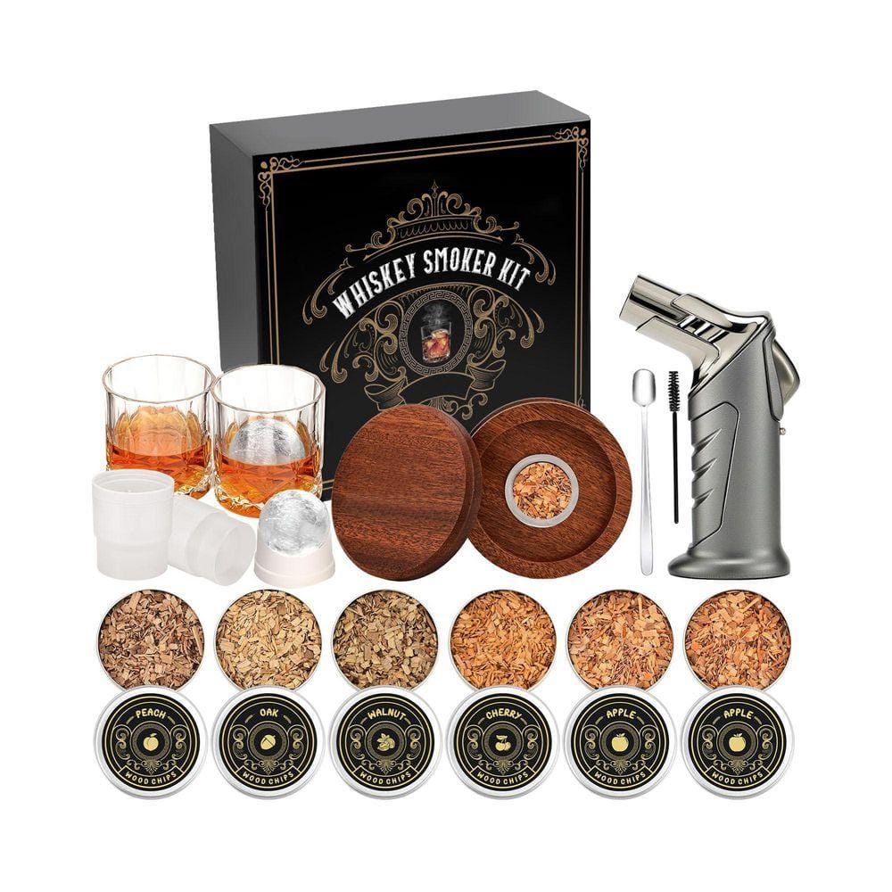Lynzavix Whiskey Smoker Kit Barware Infuser Set with Torch 6 Wood