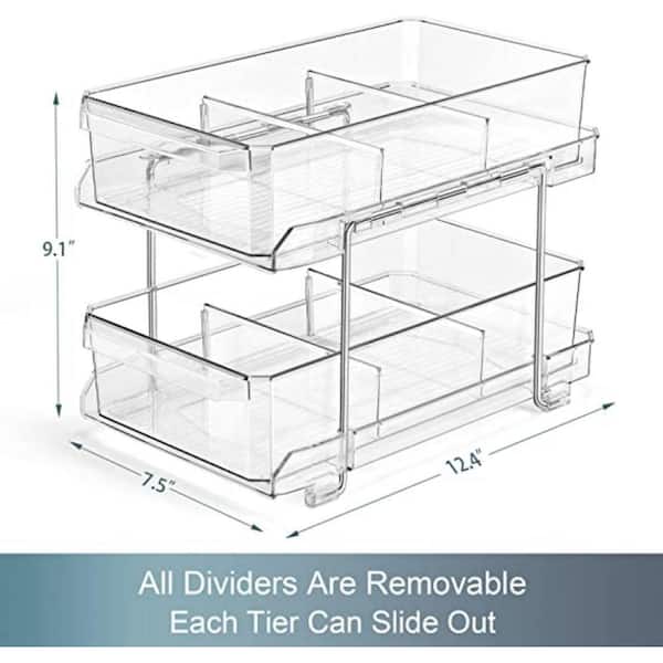 2-tier Organizer With Dividers, Multi-purpose Slide-out Clear