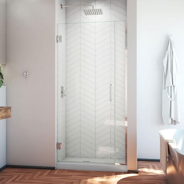 DreamLine Unidoor Plus 32 to 32.5 in. x 72 in. Frameless Hinged Shower Door in Chrome