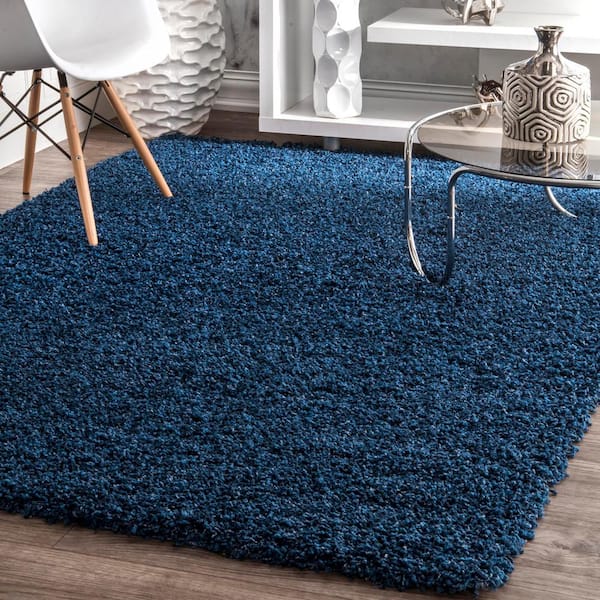 Marleen Plush Shag Navy 8 ft. x 10 ft. Contemporary Area Rug