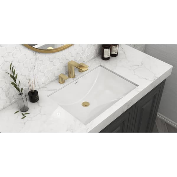 Ruvati Krona 19 in. x 14 in. Undermount Bathroom Sink in White