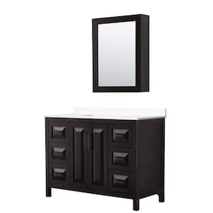 Daria 48 in. W x 22 in. D x 35.75 in. H Single Bath Vanity in Dark Espresso with White Cultured Marble Top and Mirror