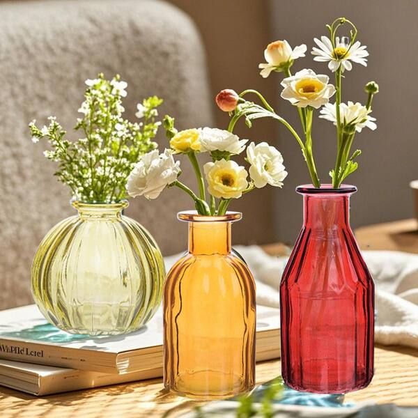 Petit Vase à Fleurs en Verre Vintage: Mini Vases Bourgeon Marron 16Pcs