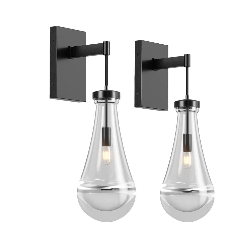 Modern Black with Clear Glass Wall Sconces（Set of 2） price history on PriceWatchPro