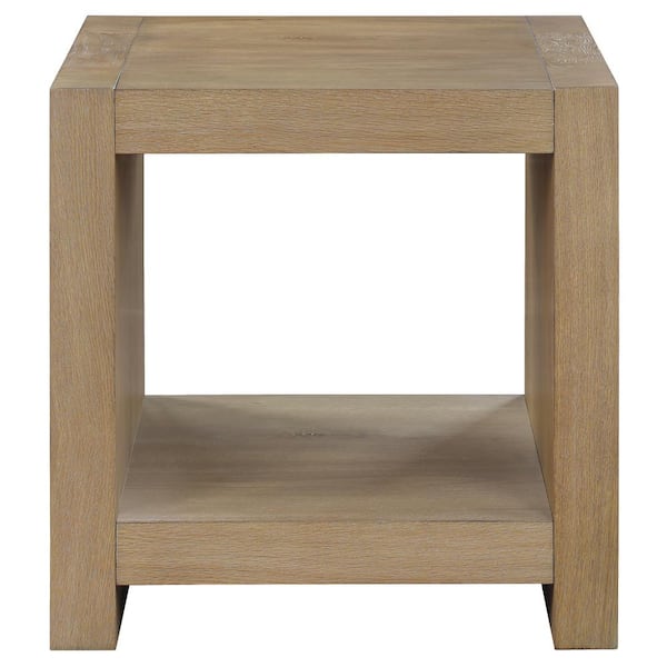 Aubrey 24 in.  Brown Wood Square End Table
