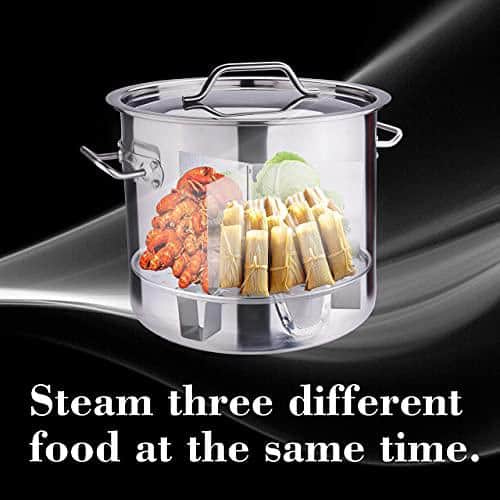 20 Quart Stainless Steel Steamer Pot with Basket Insert