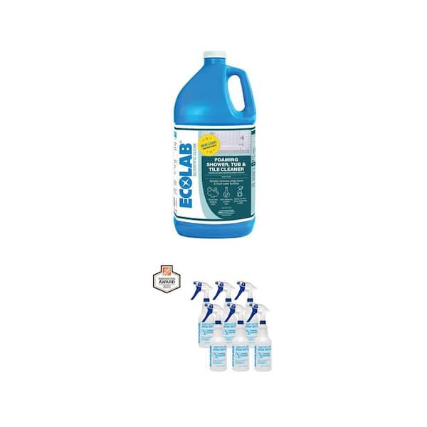 32 oz Spray Bottle 6-Pack and 1 Gal Foaming Shower, Tub and Tile All Purpose Cleaner Combo